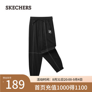 斯凯奇（Skechers）2024男童凉感吸湿速干梭织长裤L224B018 碳黑/0018 XL