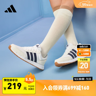 adidas 阿迪达斯 轻运动RUN50S男女简约复古跑步运动鞋 白色/米色/黑色 42(260mm)