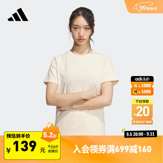 adidas 阿迪达斯 城野共生休闲简约宽松上衣圆领短袖T恤女夏阿迪达斯轻运动 沙棕/黑色 M