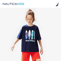 诺帝卡 NAUTICA童装【2024夏季】男童女童短袖凉感T恤儿童海洋帆船 藏青 130cm