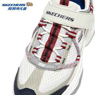 斯凯奇（Skechers）童鞋2024年男童撞色运动鞋大童405210L 白色/海军蓝/红色/WNVR 35码