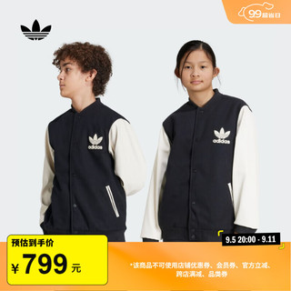 adidas梭织运动保暖棉服男大童儿童秋冬阿迪达斯三叶草 黑色 134CM