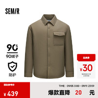 森马（Semir）羽绒服男防水2024冬季微皱感薄款外套纯色百搭 军绿（灰鸭绒）40635 185/100A/XXL