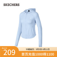 斯凯奇（Skechers）2024女连帽外套跑步休闲防晒上衣P224W165 氙气蓝/0356 S