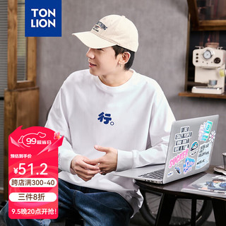 唐狮 TONLION2024早秋新款男文字印花圆领长袖T恤TB 漂白