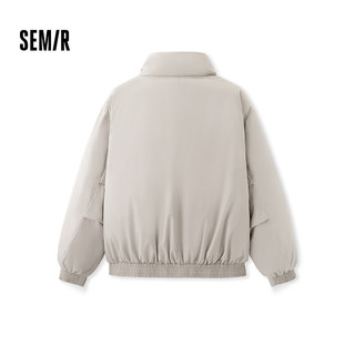 森马（Semir）棉服男设计感假两件2024冬外套厚款保暖立领棉衣时尚绣花 米白10312 165/84A/S