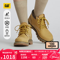 卡特彼勒CAT卡特24秋季女士户外经典彩色女靴防泼溅牛皮中帮黄靴 黄色 38