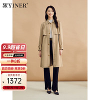 音儿专选2024年秋季影儿女装艾草纤维复古长款风衣驼色收腰外套 浅驼