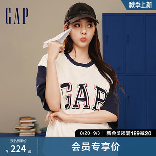 Gap男女装2024秋季logo短袖T恤上衣637476 白色 175/96A(L) 亚洲尺码