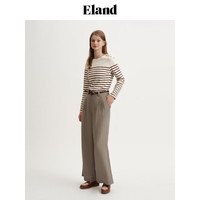 ELAND衣恋基础款微宽松条纹T恤百搭美式学院风上衣2024早春 棕色(85)Brown L/170