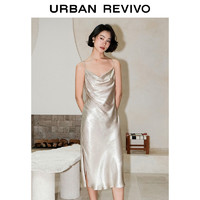 URBAN REVIVO UR 夏季女装气质派对荡领吊带开衩连衣裙 UWG740053