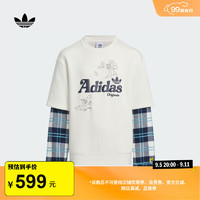 adidas花栗鼠奇奇蒂蒂印花运动卫衣男大童儿童秋冬阿迪达斯三叶草 白 176CM