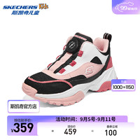 斯凯奇SKECHERS GIRLS 旋扣休闲复古靴302528L 黑色/白色/粉红色/BKWP 29码