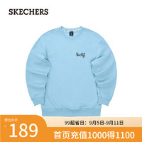 斯凯奇（Skechers）2024男女针织套头卫衣松弛感落肩L324U107 冰川湖蓝/04K4 XXL