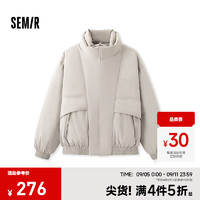 森马（Semir）棉服男设计感假两件2024冬外套厚款保暖立领棉衣时尚绣花 米白10312 180/96A/XL