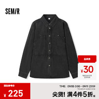 森马（Semir）长袖衬衫男2024秋季复古牛仔外套宽松工装上衣 黑灰色调00392 180/96A/XL