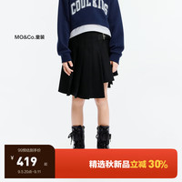 little MO&Co.little moco童装24秋装女童不规则百褶裙半身短裙KBD3SKT015 黑色 130/56