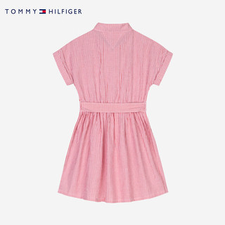 TOMMY HILFIGER汤米童装儿童夏装女童条纹短袖连衣裙公主裙 烈焰红 155/72