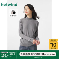 热风 hotwind24年冬季女士半高领基础打底针织衫 09灰色 2XL