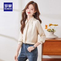 罗蒙（ROMON）女士翻领长袖衬衫2024秋季简约休闲时尚百搭上衣女 白色 M