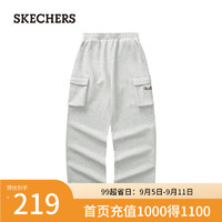 斯凯奇（Skechers）直筒包裹性强弹力适中百搭时尚女装L324W061 浅白花灰/0248 M