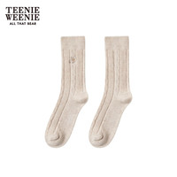 Teenie Weenie小熊秋季多巴胺马卡龙色中筒袜柔软袜子少女感 象牙白 1双 FRE