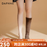 达芙妮（DAPHNE）达芙妮长筒靴女2024秋冬厚底骑士靴女高筒靴显瘦黑色长靴JL 棕色 36