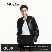 MO&Co.皮衣夹克2024秋新品PU皮立领短款夹克外套机车风MBD3JKTT12