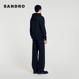 SANDRO2024秋季男装法式简约徽标刺绣黑色连帽卫衣SHPSW00663 黑色 XL