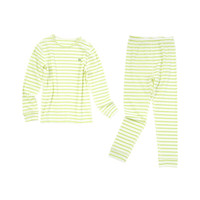 幼岚（ALLBLU）幼岚童装「王牌桉树皮」柔软透汽罗纹打底套装24秋季儿童睡衣 绿白条纹  100cm