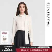 歌力思（ELLASSAY）2024秋季桑蚕丝法式飘带知性优雅衬衫女EWE353C00800 珠光白 L