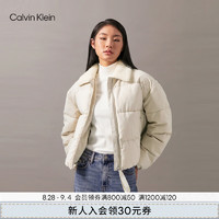 Calvin Klein Jeans24秋季女ck印花织带拉链仿羊羔绒翻领棉服外套J224121 PD7-卡其米 M