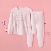 三枪三枪儿童家居服套装男童女童内衣套秋季卡通联名款睡衣睡裤 女童浅粉红8D185D0 【140CM 参考体重55-70斤】