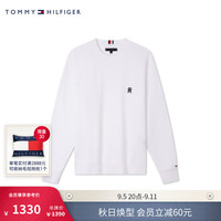 TOMMY HILFIGER24秋冬男装柔顺双面布撞色字母刺绣圆领运动衫卫衣34400 白色YBR M