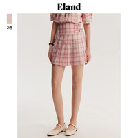 ELAND衣恋美拉德半身裙女百褶裙短款经典格纹学院风A字裙 浅粉色(26)L/Pink M/165