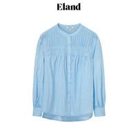ELAND衣恋衬衫女前襟裥褶泡泡袖宽松纯棉透气上衣2024夏季 浅蓝色(51)L/Blue L/170