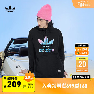 adidas 阿迪达斯 官方三叶草男装居家运动舒适连帽套头卫衣HC7112 黑 M(参考身高:179~185CM)