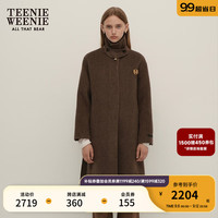 Teenie Weenie【澳毛+桑蚕丝】小熊2024轻奢感双面毛呢大衣女 卡其色 170/L