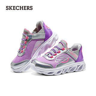 斯凯奇（Skechers）轻便舒适女中大童休闲运动鞋302221L 灰色/淡紫色/GYLV 30码