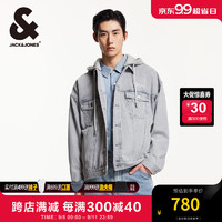 杰克·琼斯（JACK&JONES）杰克琼斯秋季oversied版型舒适百搭牛仔外套男装 C43浅牛仔灰 常规 175/96A/M