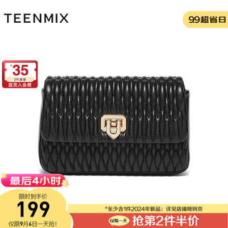 TEENMIX 天美意 包包女包商场同款斜挎包小方包百搭时尚链条包女2023冬X2776DX3 黑色 F