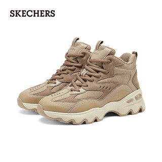 斯凯奇（Skechers）女鞋秋冬中高帮厚底增高休闲运动鞋加绒保暖短靴167844 棕褐色/TAN 38.5