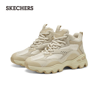 斯凯奇（Skechers）女鞋秋冬中高帮厚底增高休闲运动鞋加绒保暖短靴167844 自然色/NAT 35