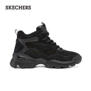 斯凯奇（Skechers）女鞋秋冬中高帮厚底增高休闲运动鞋加绒保暖短靴167844 全黑色/BBK 37.5