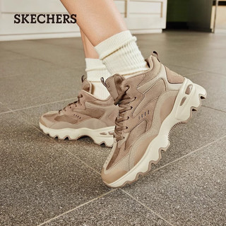 斯凯奇（Skechers）女鞋秋冬中高帮厚底增高休闲运动鞋加绒保暖短靴167844 棕褐色/TAN 35.5