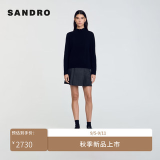 SANDRO2024秋季女装法式木耳领珠饰针织上衣SFPPU02462 黑色 3