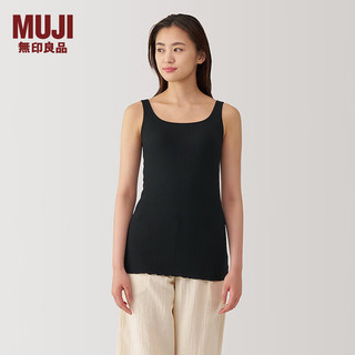 无印良品（MUJI）女式 莱赛尔罗纹 带罩杯背心 女士女款 带胸垫 FCB59C4A 黑色 XXL (170/96A)