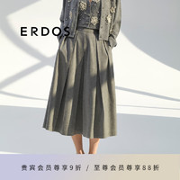 ERDOS 24秋冬新品伞裙纯色职场通勤风A字裙中长款女半身裙 海鸥灰 1