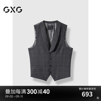 GXG男装 灰格纹基础设计通勤套西马甲男士24年秋季G24XF93004 灰格 170/M