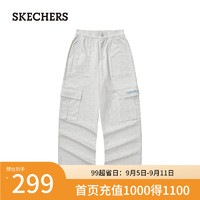 斯凯奇（Skechers）2024年秋季女子潮流百搭帅气针织L324W058 浅白花灰/0248 XXL